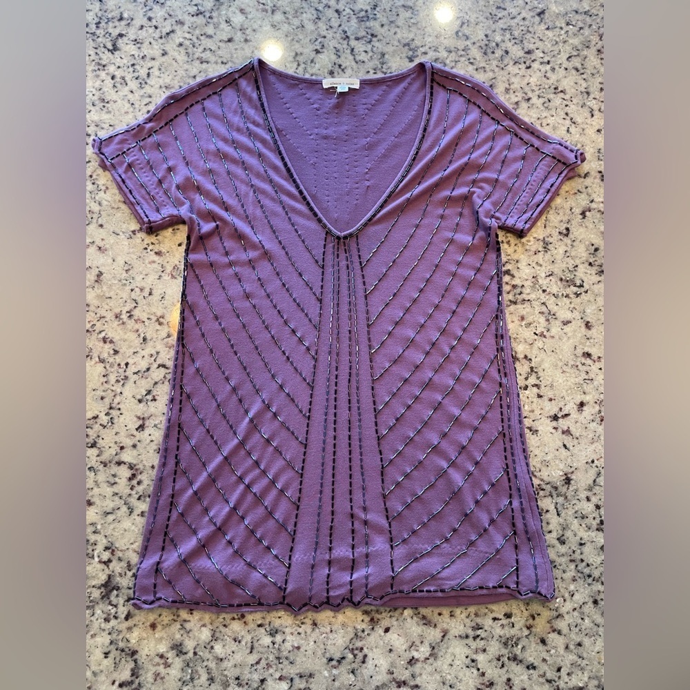 Women’s silence and noise purple beaded top size extra small